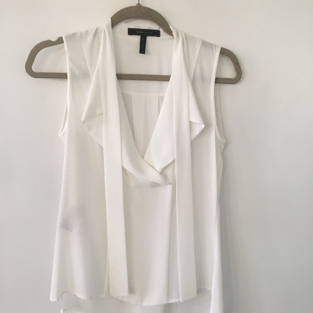BCBG MAXAZRIA IRAN SLEEVELESS WHITE BLOUSE XXS